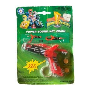 RARE 1994 Mighty Morphin POWER RANGERS GUN POWER SOUND KEY CHAIN - NIP